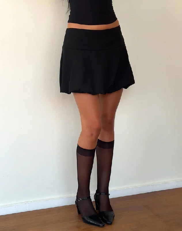 Charming Silhouette Keshi Puff Ball Mini Skirt in Black