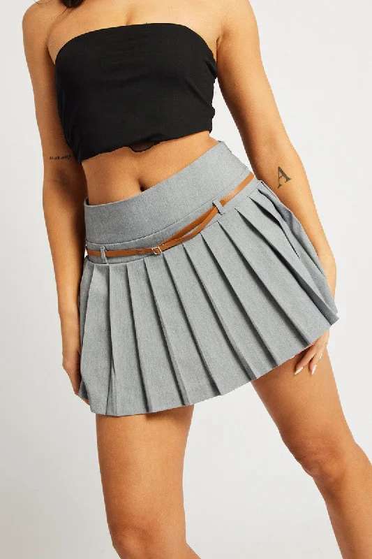 Comfortable Clothes Grey Tennis Skirt Mini Belted