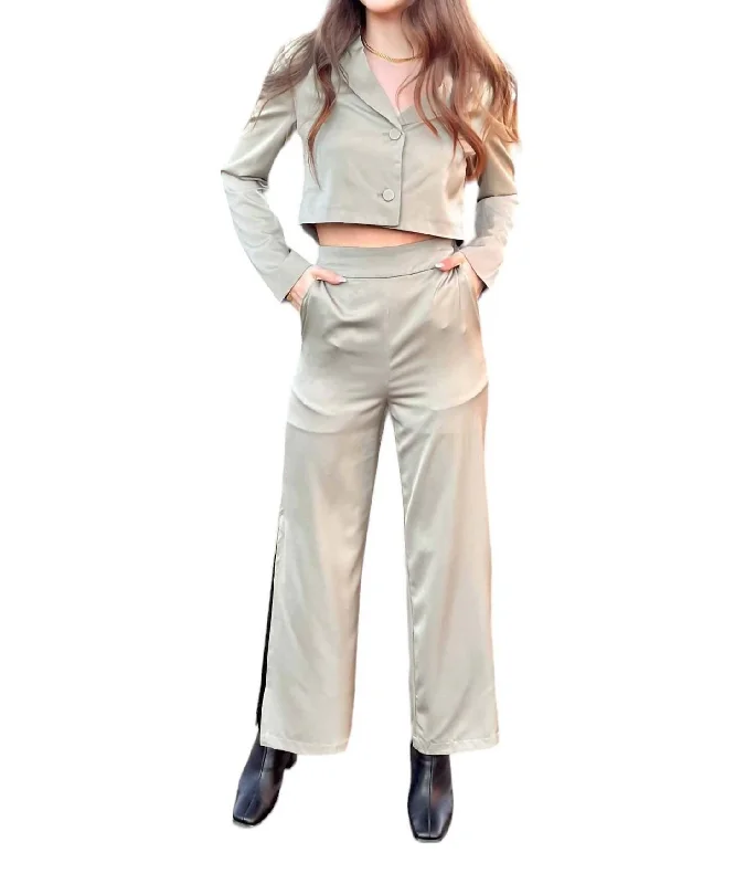 Graceful Movement Conquering Goals Blazer And Trouser Set In Moss