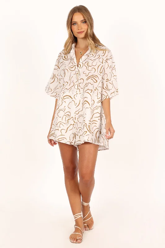 Wardrobe Upgrade Kellie Romper - White/Beige