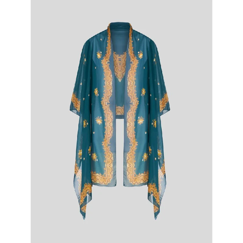 Trending Items GEORGETTE SHRUG SHAWL WITH LEAFY PAISLEY PATTERN