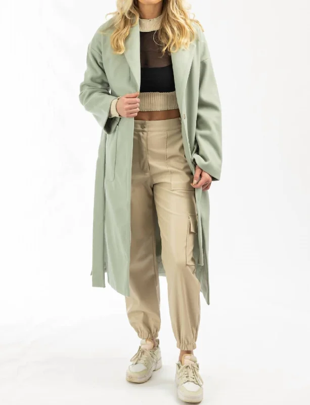 Comfort Meets Fashion Oversize Belted Trench Coat In Mint