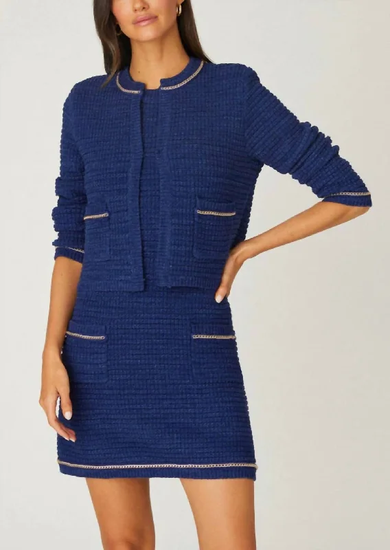 Effortless Comfort Maeve Knit Jacket In Deep Blue
