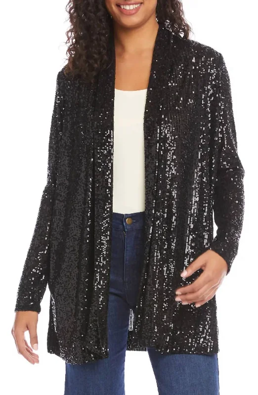 Fashion Forward Sequin Jacket In Black Sequin