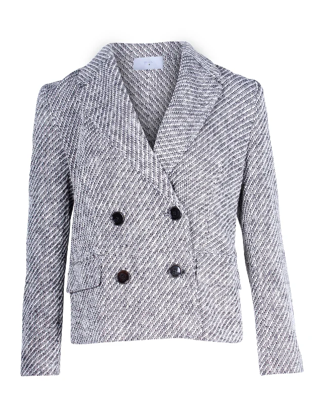 Best Deals Of The Season Boss Double-Breasted Blazer in Black and White Polyester Wool Blend