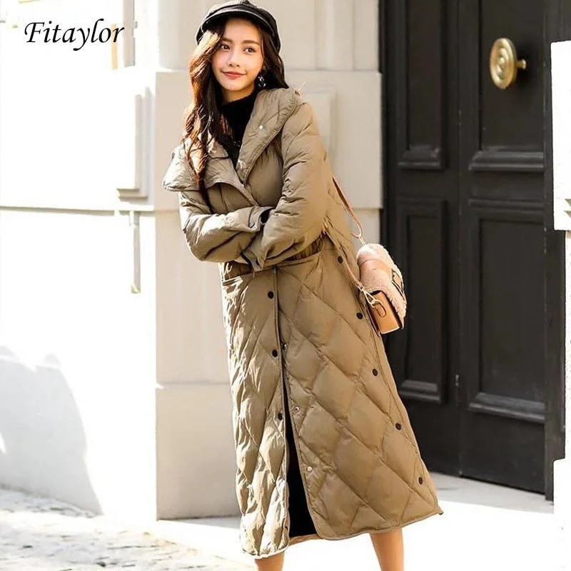Stylish Everyday Clothing Fitaylor Winter White Duck Down Ultra Light Jacket Women Overknee Single Breasted Slim Outwear Female Down Parkas Coat Stylish Everyday Clothing Fitaylor Winter White Duck Down Ultra Light Jacket Women Overknee Single Breasted Slim Outwear Female Down Parkas Coat