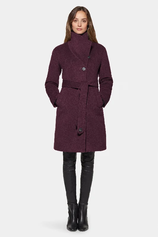 Women's Layered Outfit City Coat, Burgundy