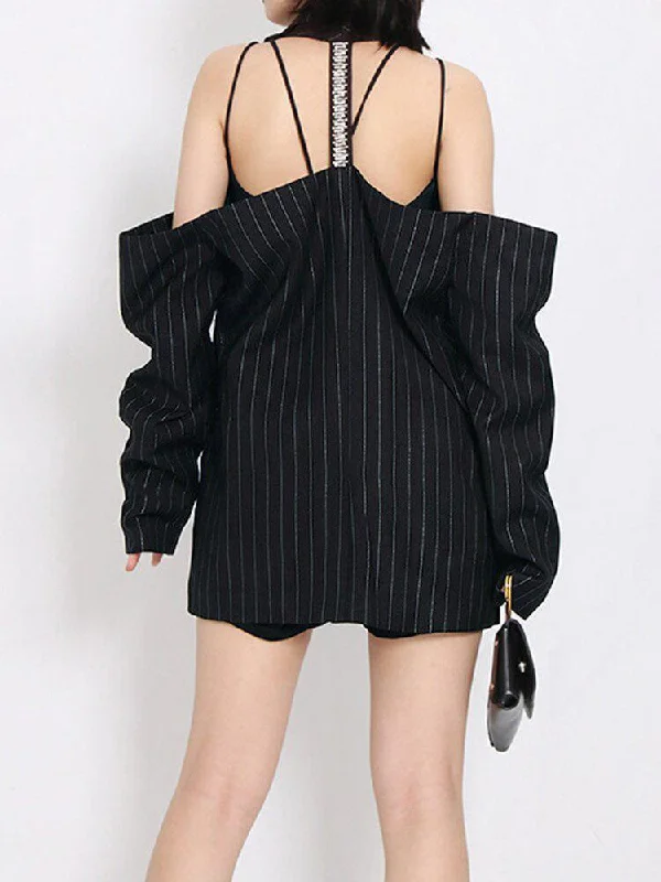 Women's Trendy Clothing Cut-Out Striped Blazer