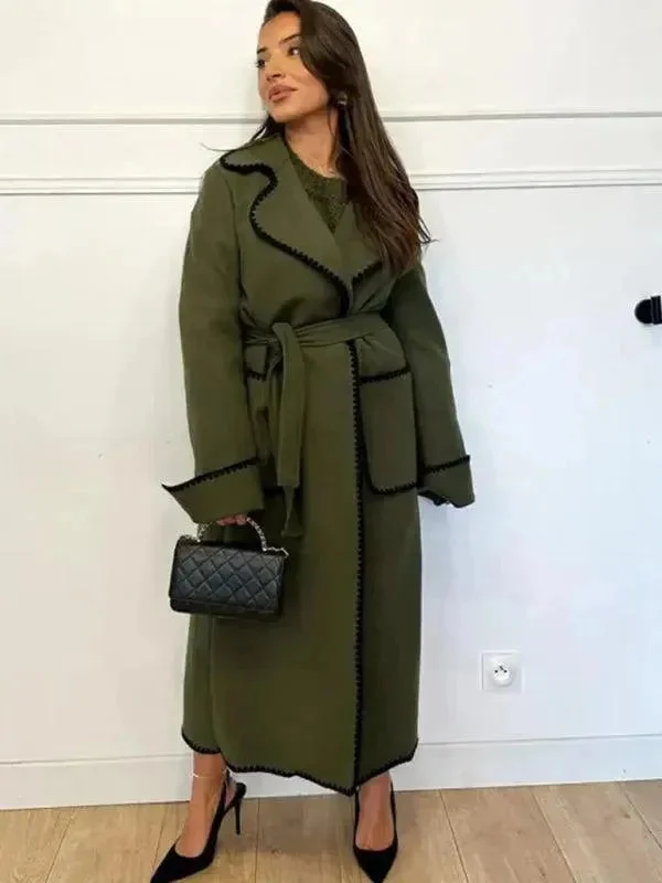 Vintage Women's Fashion Oversized Belted Women Trench Coat