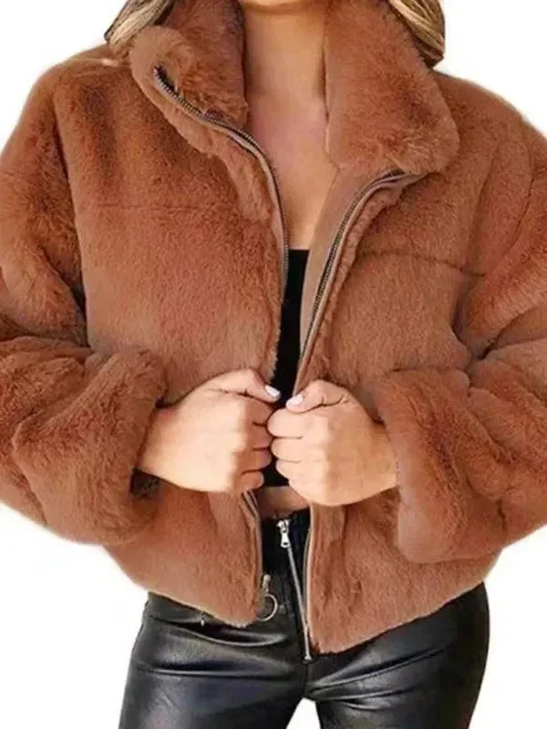 Casual Clothing for Women Cozy Loose Women Crop Fleece Jacket