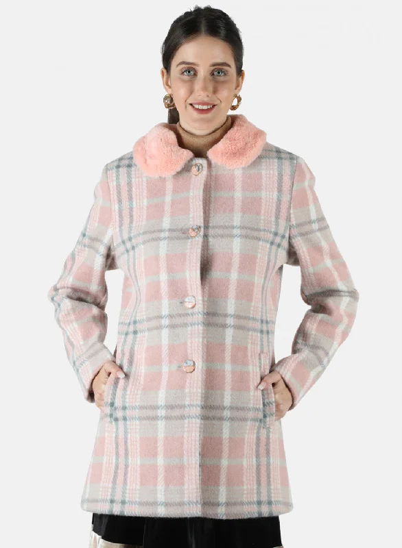 Women's Vacation Attire Women Multicolor Check Coat