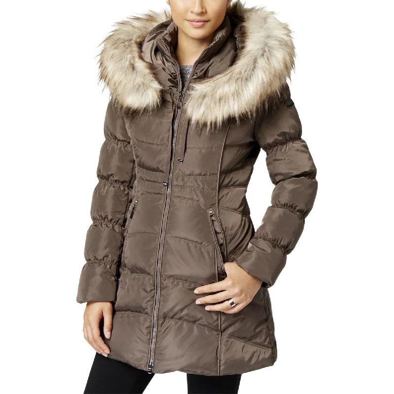 Women's Online Clothing Boutique Laundry by Shelli Segal Womens Faux Fur Hooded Puffer Coat
