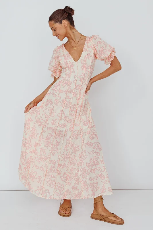 Best Clearance Sales Right Now Sitting Pretty Pintuck Pleat Puff Sleeve Dress Pink