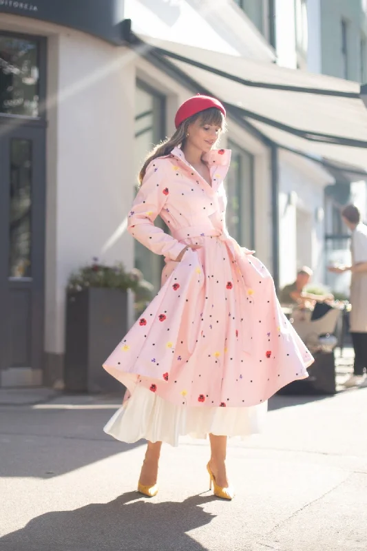 Flash Sale Or Flash Sales Fit and Flare Coat with A-Line Skirt in Soft Pink | 'Cotton Candy'