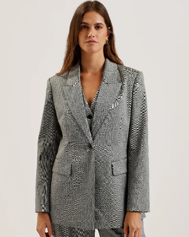 Women's Vintage Attire Koa Pinstripe Single Breasted Tailored Blazer Dk-Grey