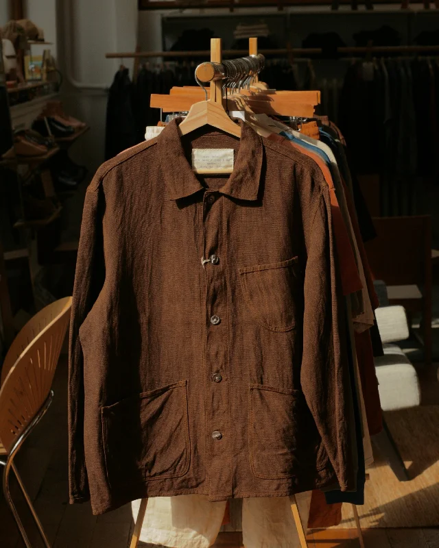 Big Sale Event Chocolate Brown Cutch & Iron Hand-Dyed Hemp Work Jacket