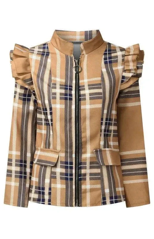 Modern Women's Apparel Casual Printed Short Zipper Women Duster Coat