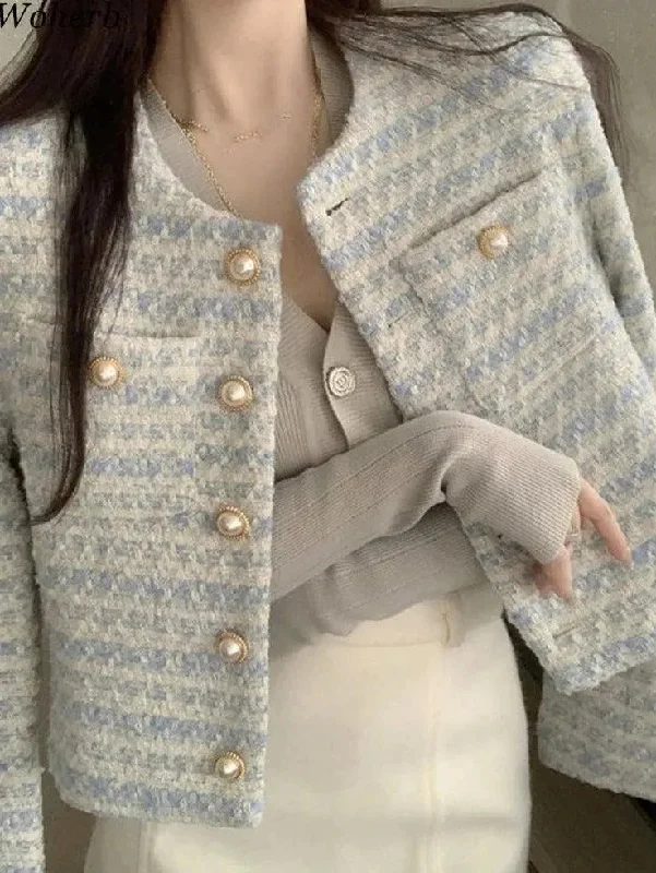 Women Clothing Striped Tweed Jackets for Women