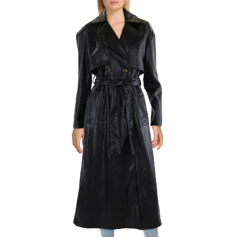 Women's Festive Attire [BLANKNYC] Womens Faux Leather Long Trench Coat