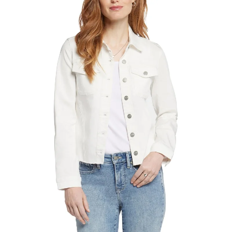 Classic Women's Clothing Styles NYDJ Womens Frayed Hem Outerwear Denim Jacket
