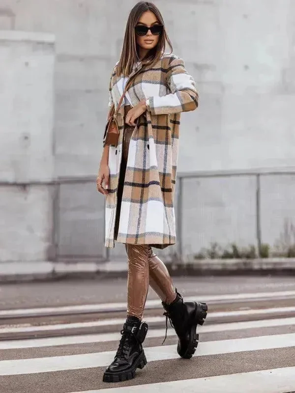 Clothes For Sale Plaid Double-Breasted Women Coat