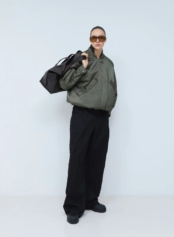 Fashionable Women's Wardrobe Oversized bomber nylon khaki | khaki