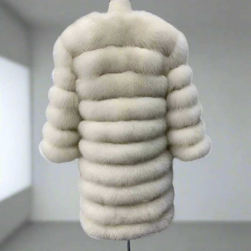 Outfits Ideas Women's Winter Warm Thick Casual Style Real Fox Fur Coat