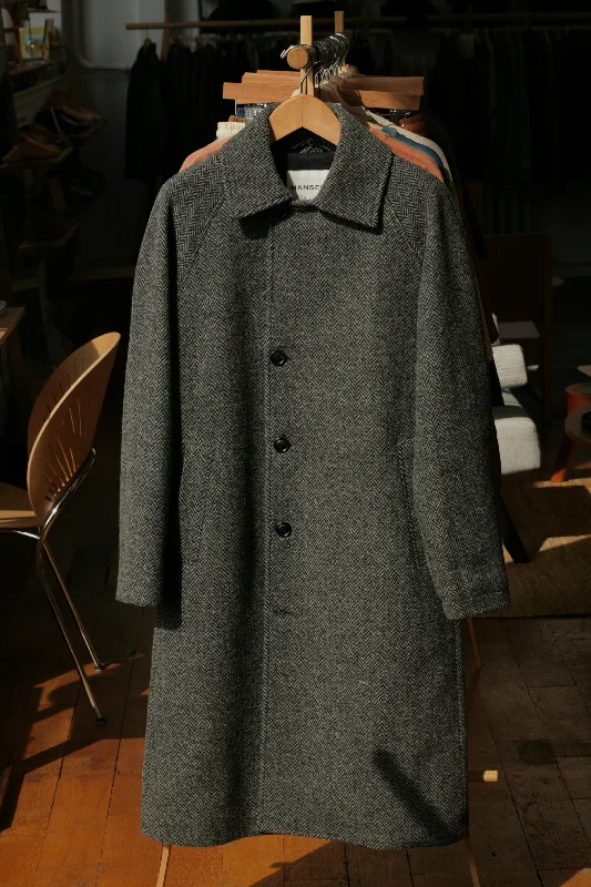Timeless Elegance SIGURD Wool Lined Long Coat | Grey Tweed