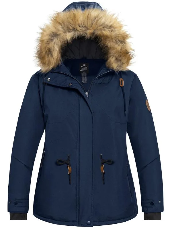 Seasonal Sale Women's Plus Size Waterproof Ski Jacket Hooded Winter Coat Recycled Fabric