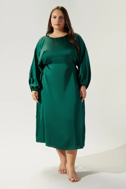 Vintage Style Clothing Sale Chateau Satin Dolman Sleeve Midi Dress Curve