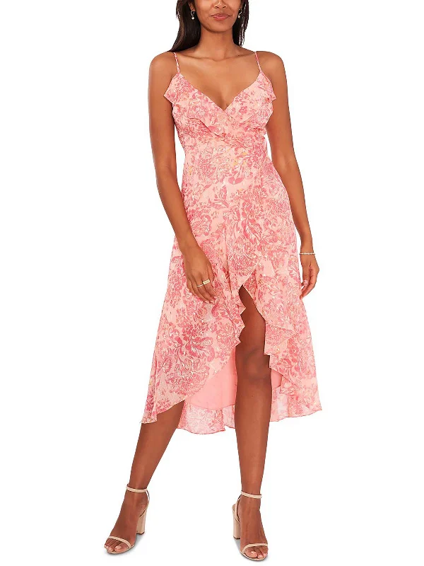 Final Sale Womens Ruffle Asymmetrical Fit & Flare Dress