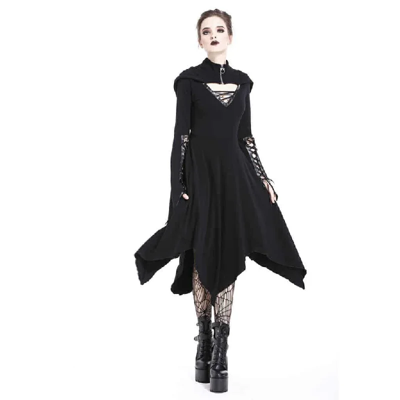 Nordic Minimalist Home Look Women's Women's Hooded Long Black Dress