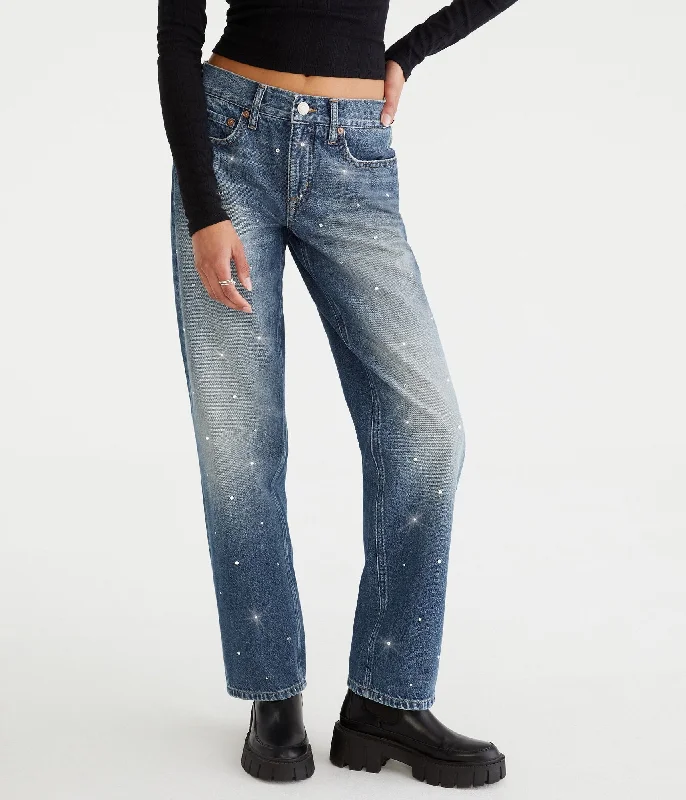 Catch Every Fashion Trend Aeropostale Low-Rise Embellished Baggy Jean