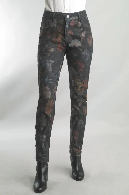 Comfort Centric Apparel Floral Lee Reversible Jean In Floral/gray